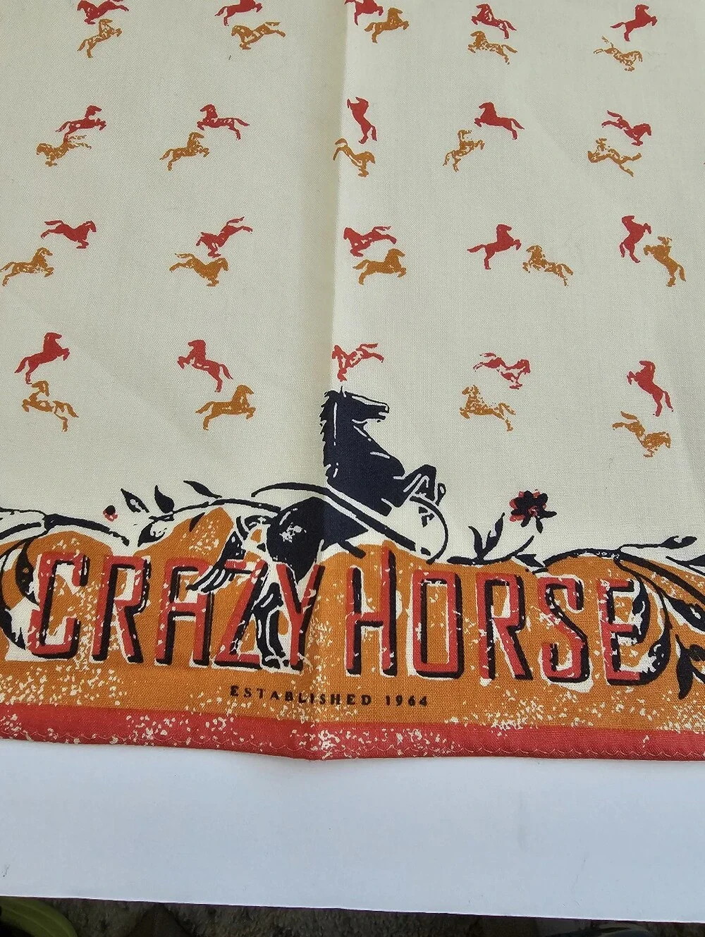 Vintage Crazy Horse Saloon Nevada City CA Souvenir Cloth Napkin – 18
